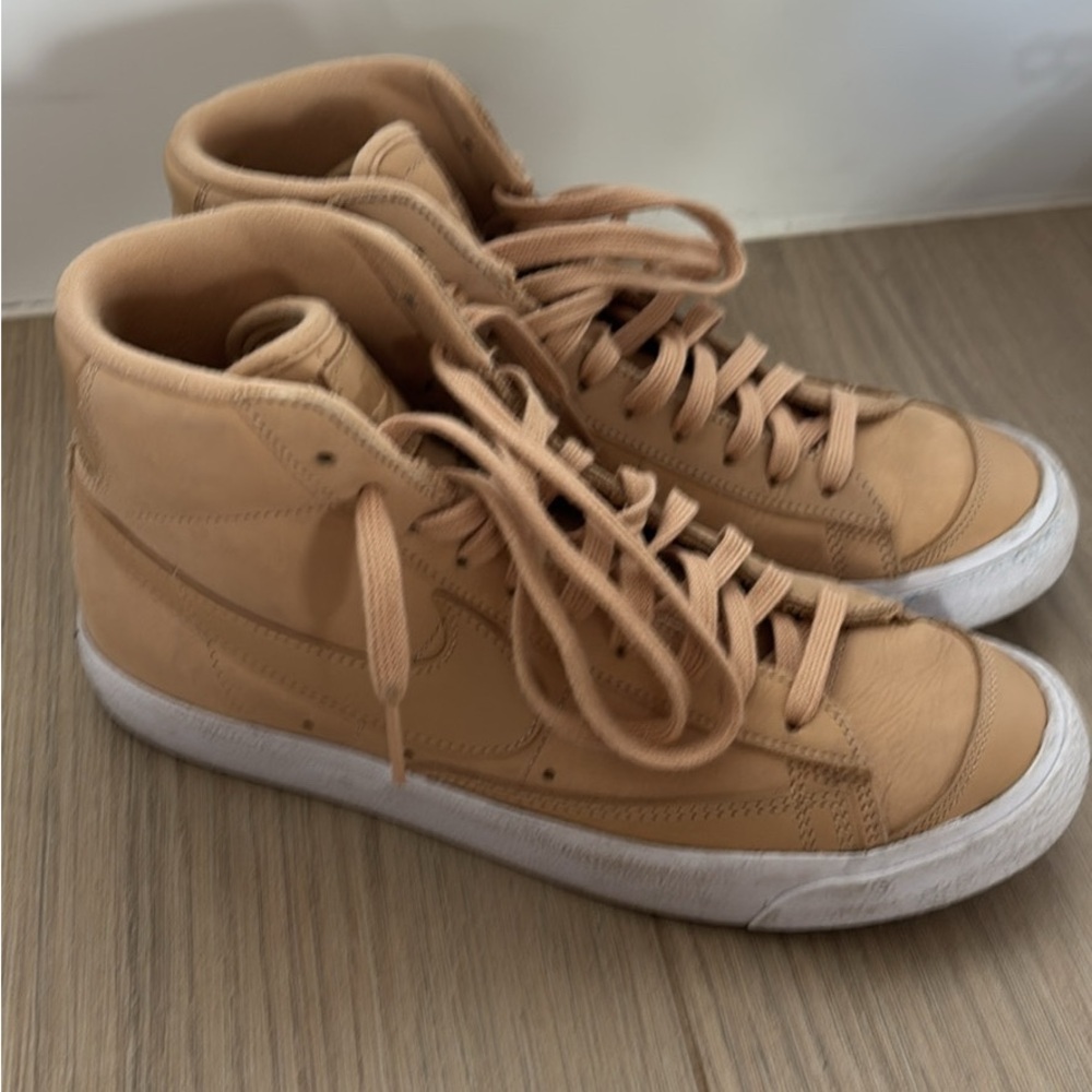 Nike Tan Leather High-Top Sneakers
